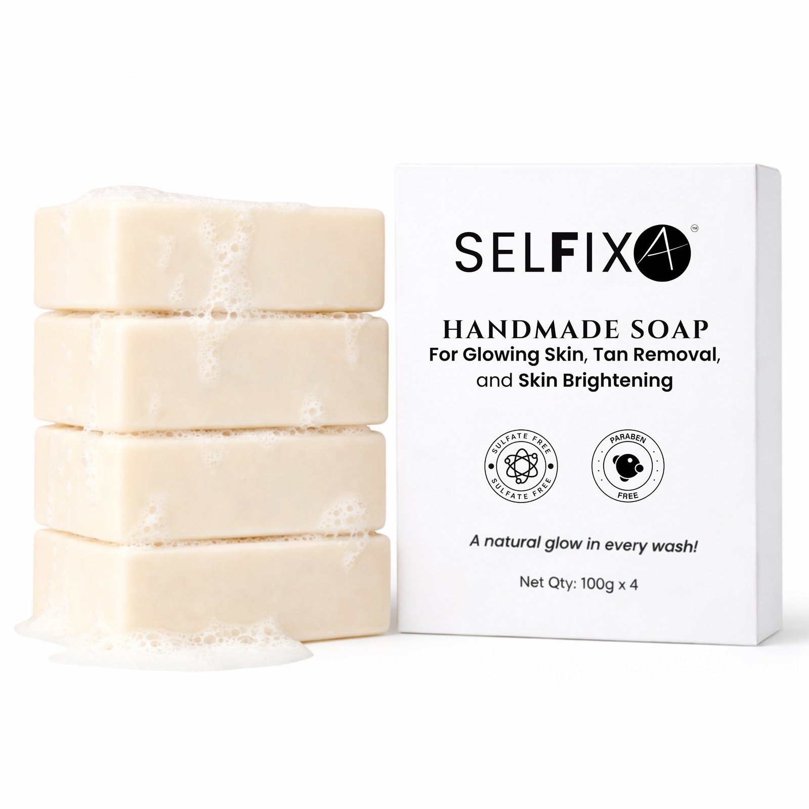 tan removal soap for dry skin (3) Tan Removal Soap for Men and Women | Sandalwood & Saffron Soap for Skin Brightening | Reduces Dark Spots, Pigmentation & Underarm Whitening | Glowing & Skin Whitening | Ayurvedic Handmade Bath Soap (400g (Pack of 4)